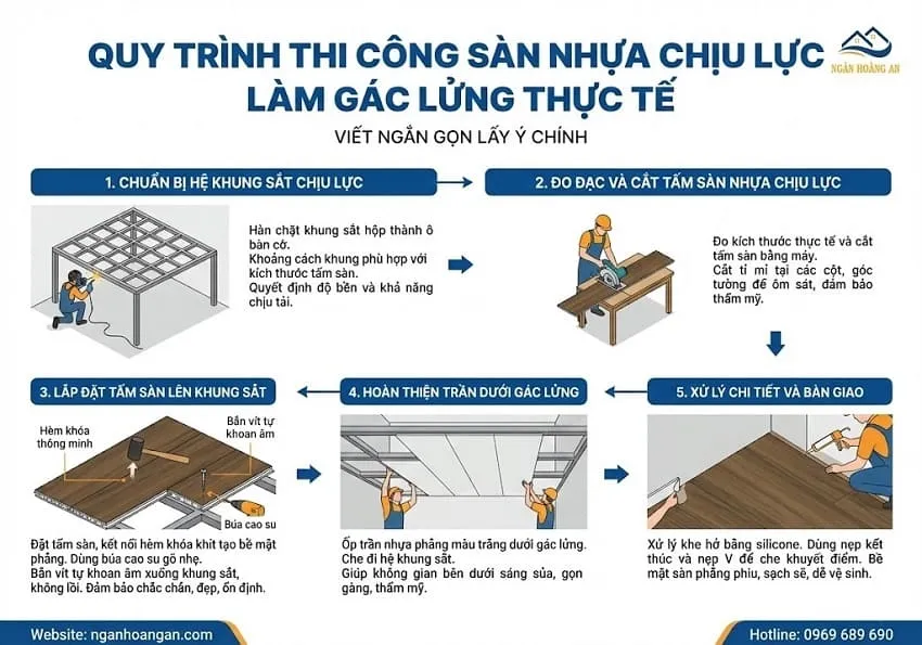 Quy Trình Thi Công Sàn Nhựa Chịu Lực Làm Gác Lửng Thực Tế