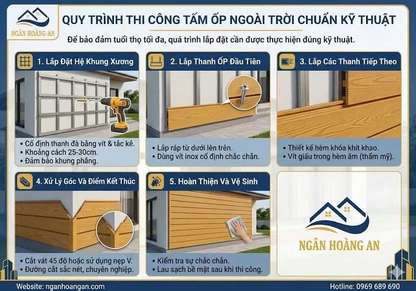 Quy Trình Thi Công Tấm Ốp Ngoài Trời Chuẩn Kỹ Thuật