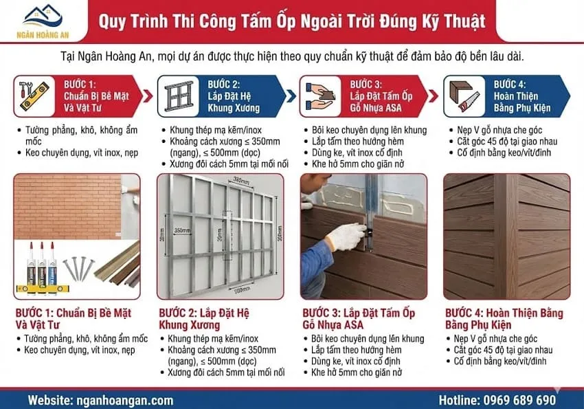 Quy Trình Thi Công Tấm Ốp Ngoài Trời Đúng Kỹ Thuật