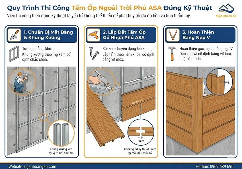 Quy Trình Thi Công Tấm Ốp Ngoài Trời Phủ ASA Đúng Kỹ Thuật