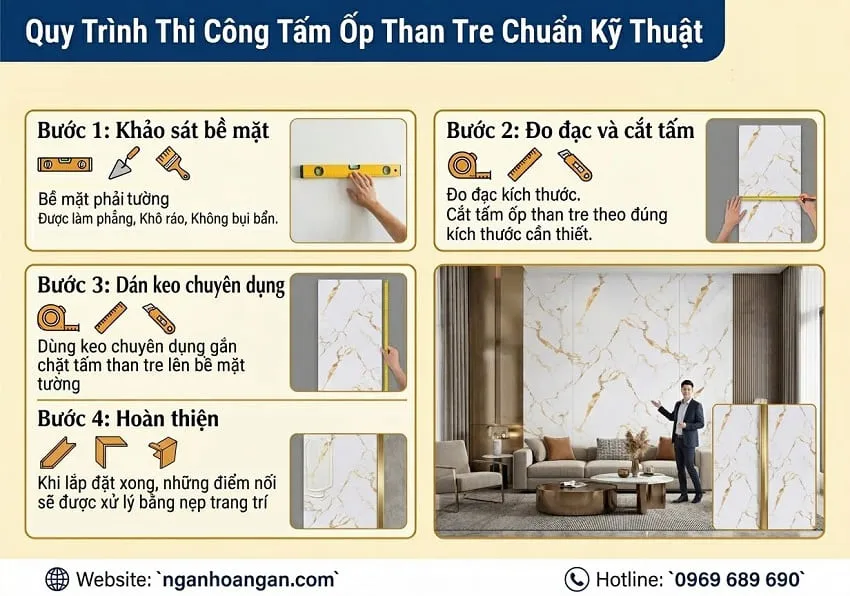 Quy Trình Thi Công Tấm Ốp Than Tre Chuẩn Kỹ Thuật