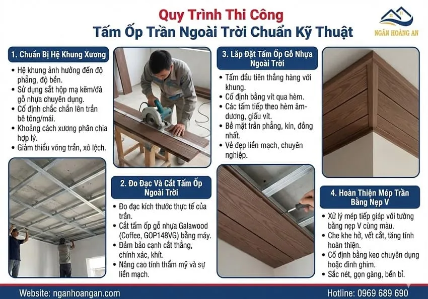 Quy Trình Thi Công Tấm Ốp Trần Ngoài Trời Chuẩn Kỹ Thuật