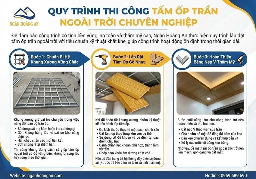 Quy Trình Thi Công Tấm Ốp Trần Ngoài Trời Chuyên Nghiệp