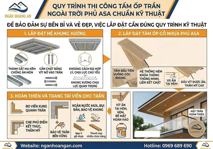 Quy Trình Thi Công Tấm Ốp Trần Ngoài Trời Phủ ASA