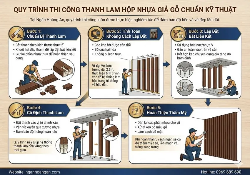 Quy Trình Thi Công Thanh Lam Hộp Nhựa Giả Gỗ Chuẩn Kỹ Thuật