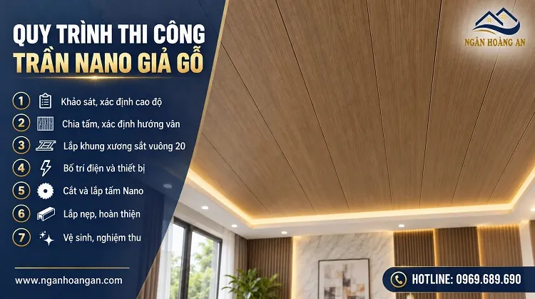 Quy Trình Thi Công Trần Nano Giả Gỗ Từng Bước