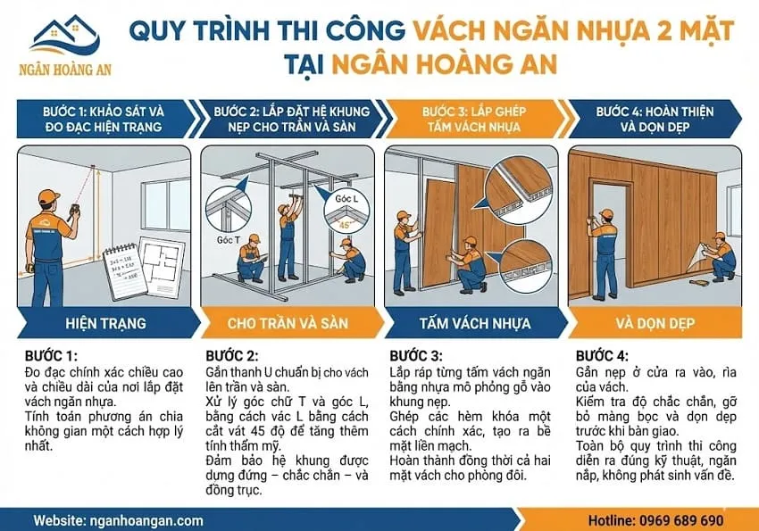 Quy Trình Thi Công Vách Ngăn Nhựa 2 Mặt Tại Ngân Hoàng An