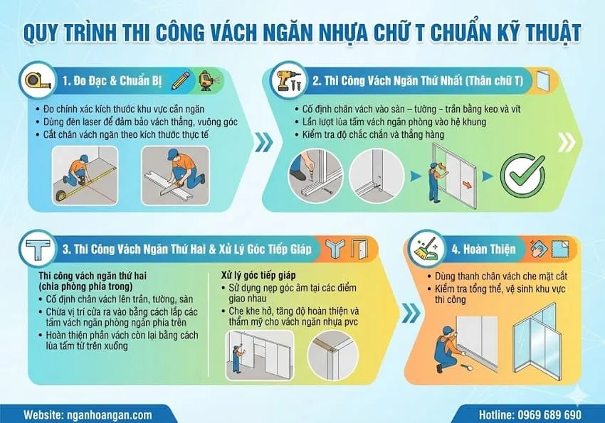 Quy Trình Thi Công Vách Ngăn Nhựa Chữ T Chuẩn Kỹ Thuật Quy Trình Thi Công Vách Ngăn Nhựa Chữ T Chuẩn Kỹ Thuật