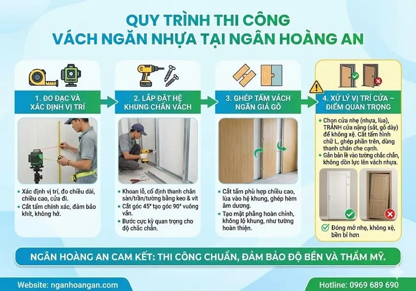 Quy Trình Thi Công Vách Ngăn Nhựa Tại Ngân Hoàng An