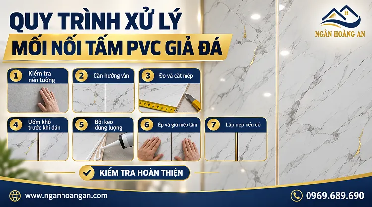 Quy Trình Xử Lý Mối Nối Tấm Ốp Tường PVC Giả Đá