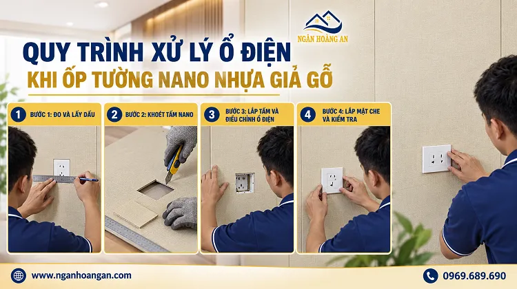 Quy Trình Xử Lý Ổ Điện Khi Ốp Tường Nano Nhựa Giả Gỗ