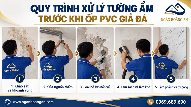 Quy Trình Xử Lý Tường Ẩm Trước Khi Ốp PVC Giả Đá