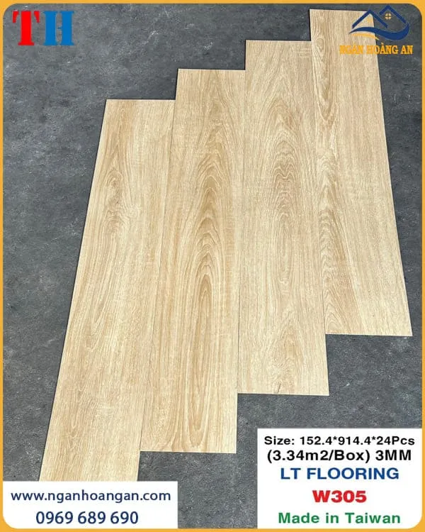 Sàn Nhựa Giả Gỗ Dán Keo THFloor W305 Dày 3mm Sàn Nhựa Giả Gỗ Dán Keo THFloor W305 Dày 3mm