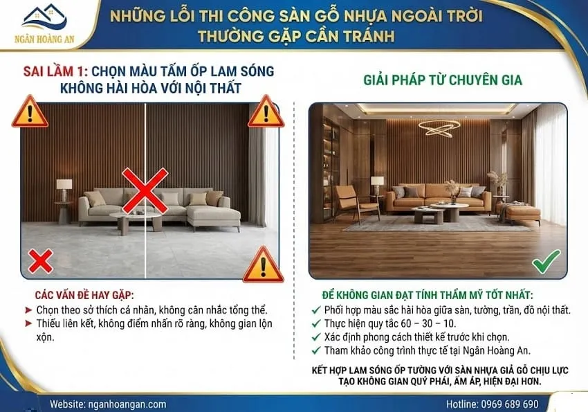 Sai Lầm 1: Chọn Màu Tấm Ốp Lam Sóng Không Hài Hòa Với Nội Thất
