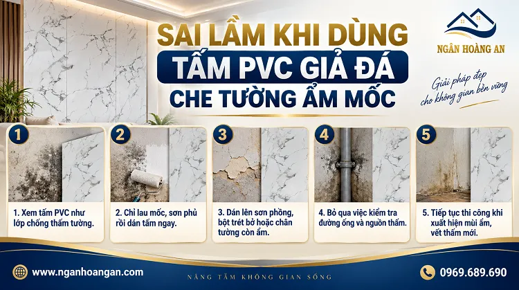 Sai Lầm Khi Dùng Tấm PVC Giả Đá Che Tường Ẩm Mốc