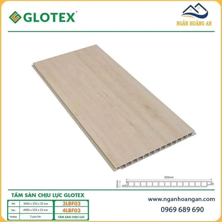 Sàn Chịu Lực Làm Gác Xép Glotex 3LBF03 23mm Vân Be Trắng