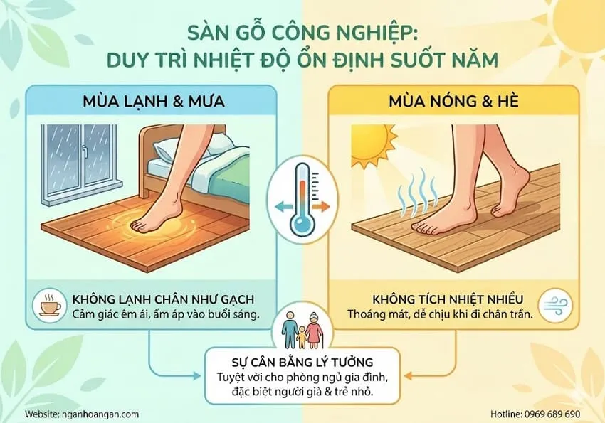 Sàn Gỗ Công Nghiệp Lát Phòng Ngủ – Giải Pháp Êm Chân Và Tiết Kiệm
