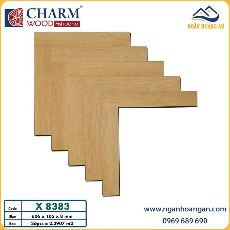 Sàn Gỗ Công Nghiệp Xương Cá Charmwood 8mm X8383