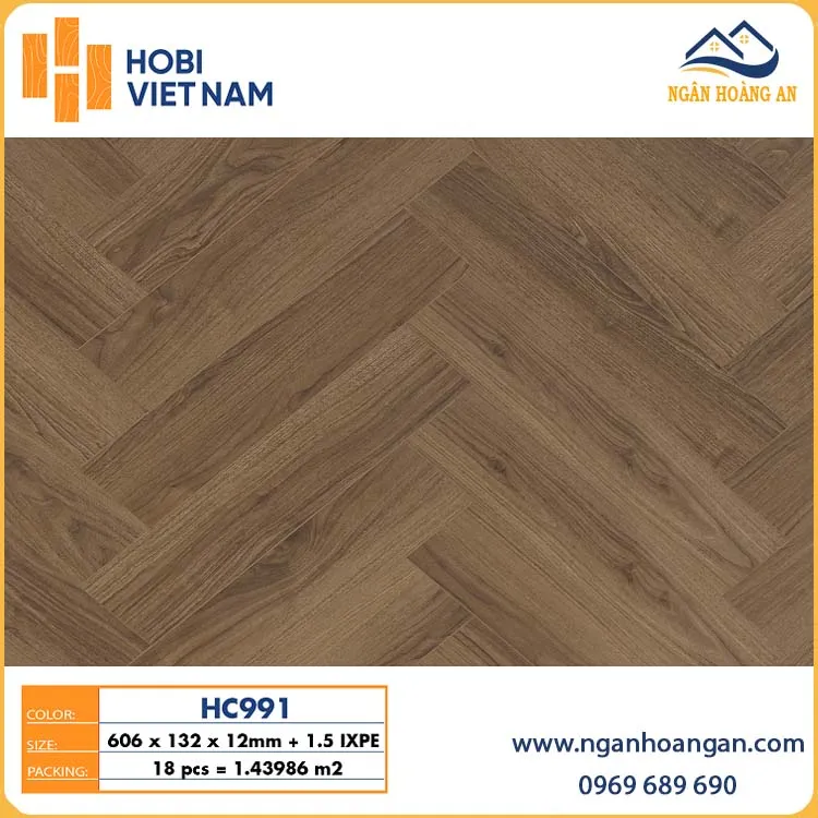 Sàn Gỗ Công Nghiệp Xương Cá Hobi Carb HC991