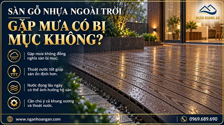 Sàn Gỗ Nhựa Ngoài Trời Gặp Mưa Có Bị Mục Không?