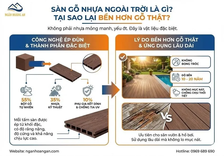Sàn Gỗ Nhựa Ngoài Trời Là Gì? Tại Sao Lại Bền Hơn Gỗ Thật?