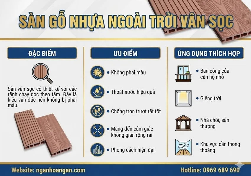 Sàn Gỗ Nhựa Ngoài Trời Vân Sọc