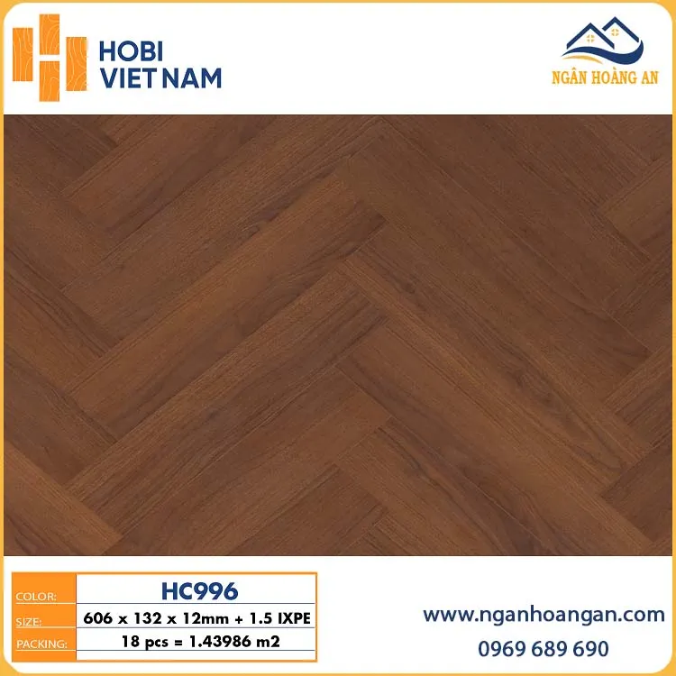 Sàn Gỗ Xương Cá Hobi Carb HC996 Dày 12mm