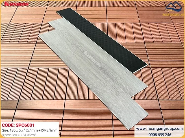 Sàn Nhựa Hèm Khoá Giả Gỗ Kosmos SPC6001 Đế Cao Su 5mm