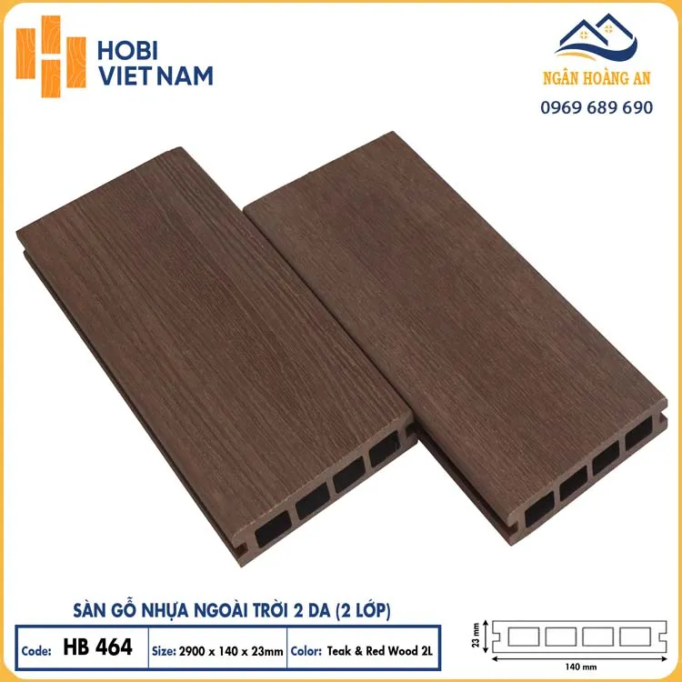 Sàn Hồ Bơi Lỗ Vuông 2 Da Hobiwood HB464 Teak & Red Wood