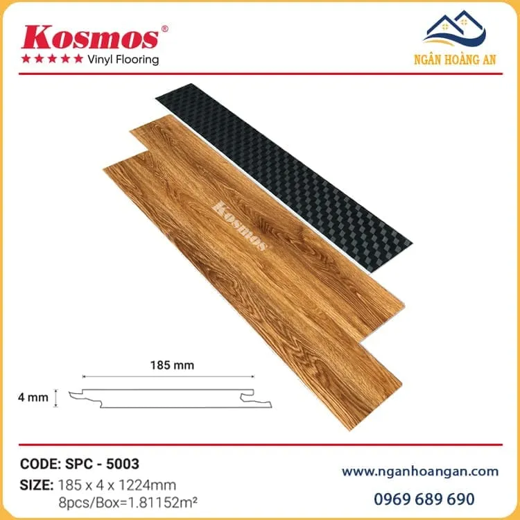 Sàn Nhựa Vinyl Hèm Khoá Giả Gỗ Kosmos SPC5003