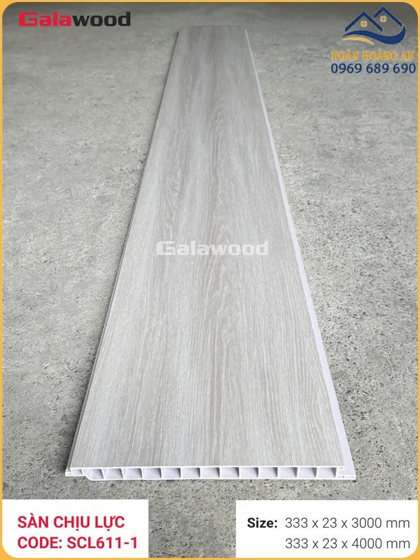 Sàn Nhựa Chịu Lực Galawood 23mm SCL611-1 Vân Xám Nhạt
