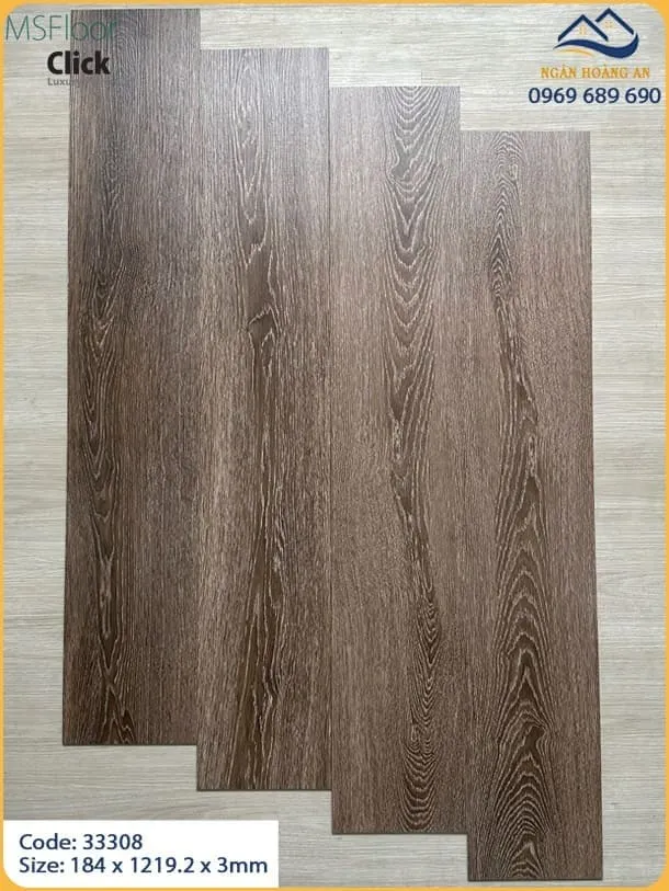 Sàn Nhựa Dán Keo Giả Gỗ MsFloor 33308 Dày 3mm