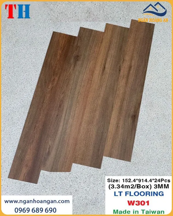 Sàn Nhựa Dán Keo Giả Gỗ Taiwan Giá Rẻ THFloor W301