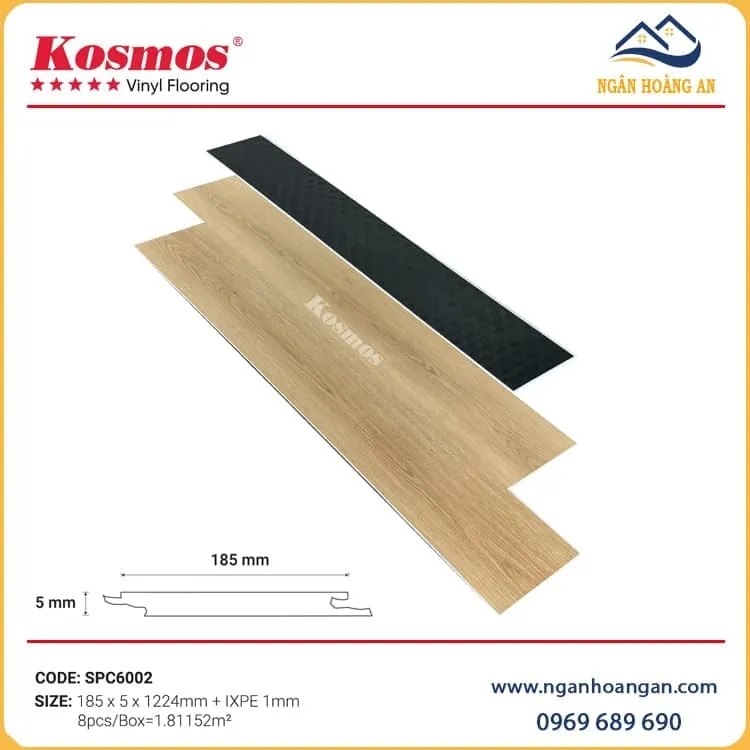 Sàn Nhựa Giả Gỗ Hèm Khoá Giả Vân Gỗ Kosmos SPC6002