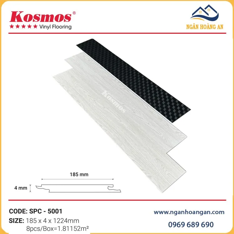 Sàn Nhựa Giả Gỗ Hèm Khoá Lát Sàn Kosmos SPC5001