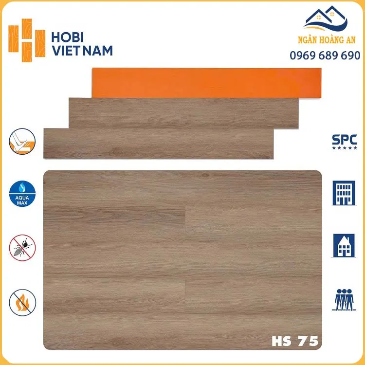 Sàn Nhựa Hèm Khoá Giả Gỗ Hobiwood HS75 Dày 7mm