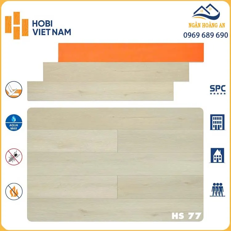 Sàn Nhựa Hèm Khóa Giả Gỗ Hobiwood HS77 Dày 7mm
