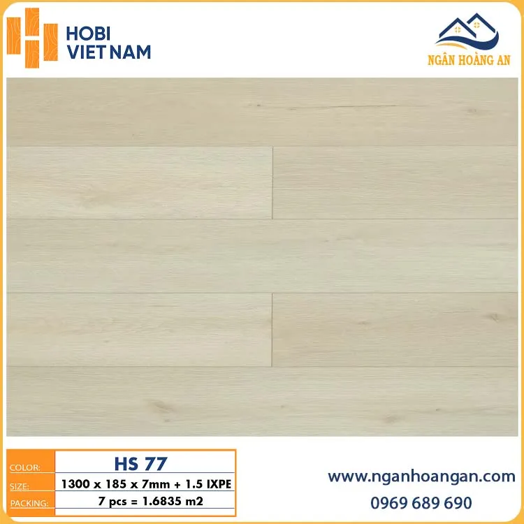 Sàn Nhựa Hèm Khóa Giả Gỗ Hobiwood HS77 Dày 7mm