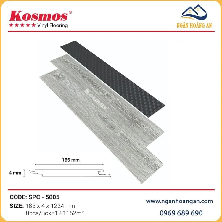Sàn Nhựa Hèm Khoá Giả Vân Gỗ Kosmos SPC5005
