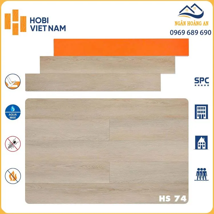 Sàn Nhựa Hèm Khoá SPC Hobiwood HS74 Dày 7mm Sàn Nhựa Hèm Khoá SPC Hobiwood HS74 Dày 7mm