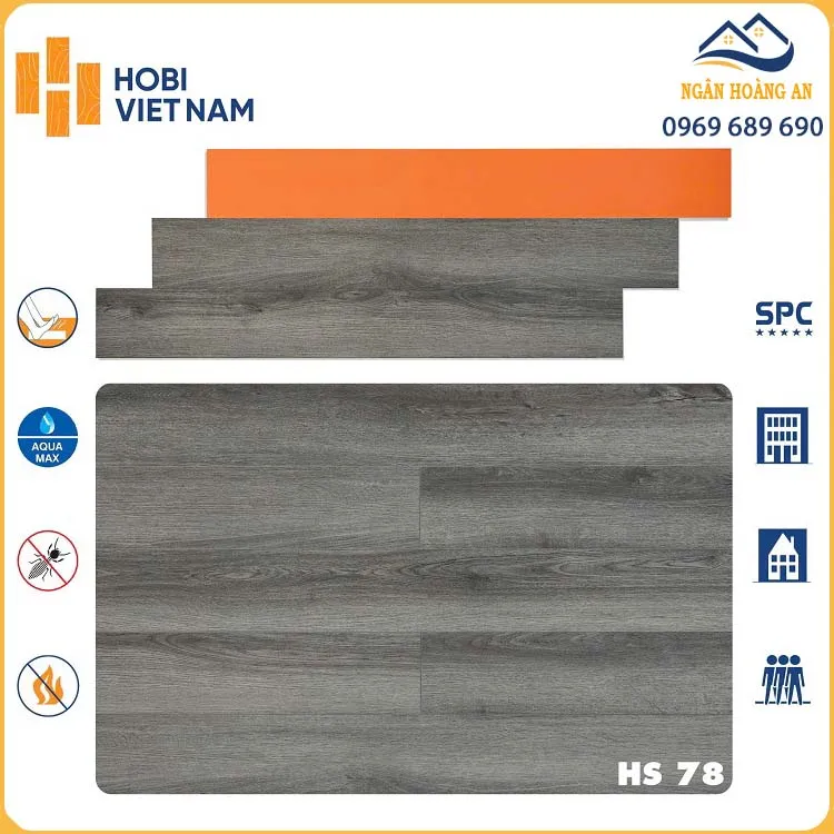 Sàn Nhựa Hèm Khoá SPC Hobiwood HS78 Dày 7mm Sàn Nhựa Hèm Khoá SPC Hobiwood HS78 Dày 7mm
