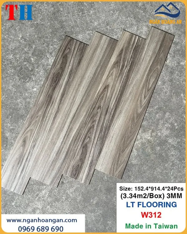 Sàn Nhựa Vinyl Giả Gỗ Dán Keo THFloor W312 Dày 3mm