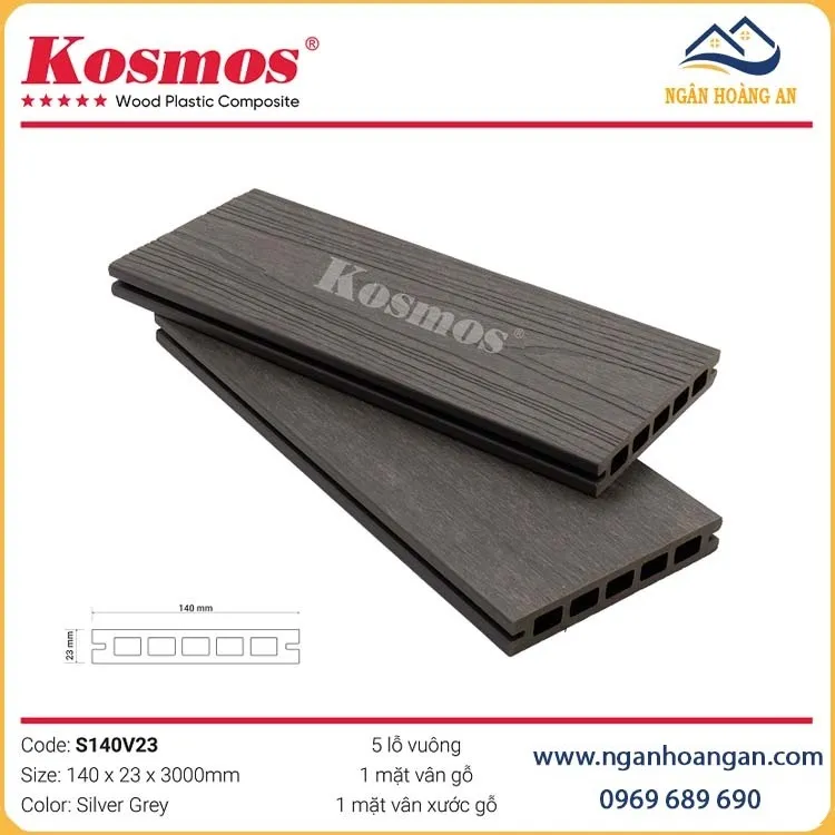 Sàn Sân Vườn Lỗ Vuông 2 Da Kosmos S140V23 Silver Grey