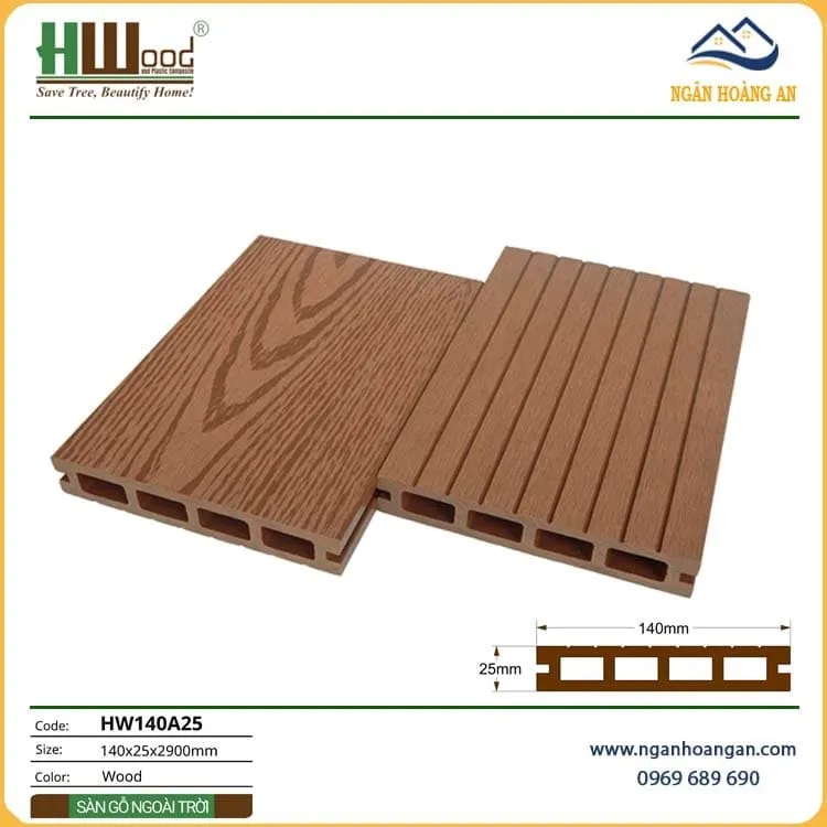 Sàn Sân Vườn Ngoài Trời Lỗ Vuông Hwood HW140A25- Wood Sàn Sân Vườn Ngoài Trời Lỗ Vuông Hwood HW140A25- Wood
