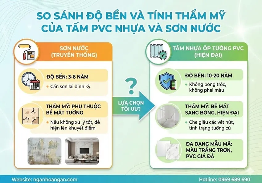 So Sánh Độ Bền Và Tính Thẩm Mỹ Của Tấm PVC Nhựa Và Sơn Nước