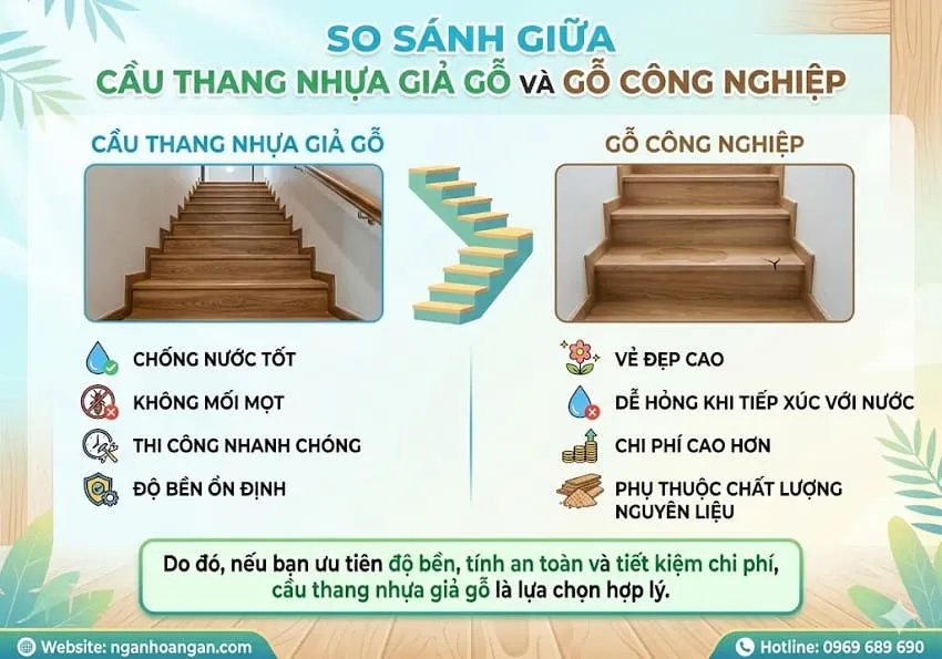 So Sánh Giữa Cầu Thang Nhựa Giả Gỗ Và Gỗ Công Nghiệp So Sánh Giữa Cầu Thang Nhựa Giả Gỗ Và Gỗ Công Nghiệp