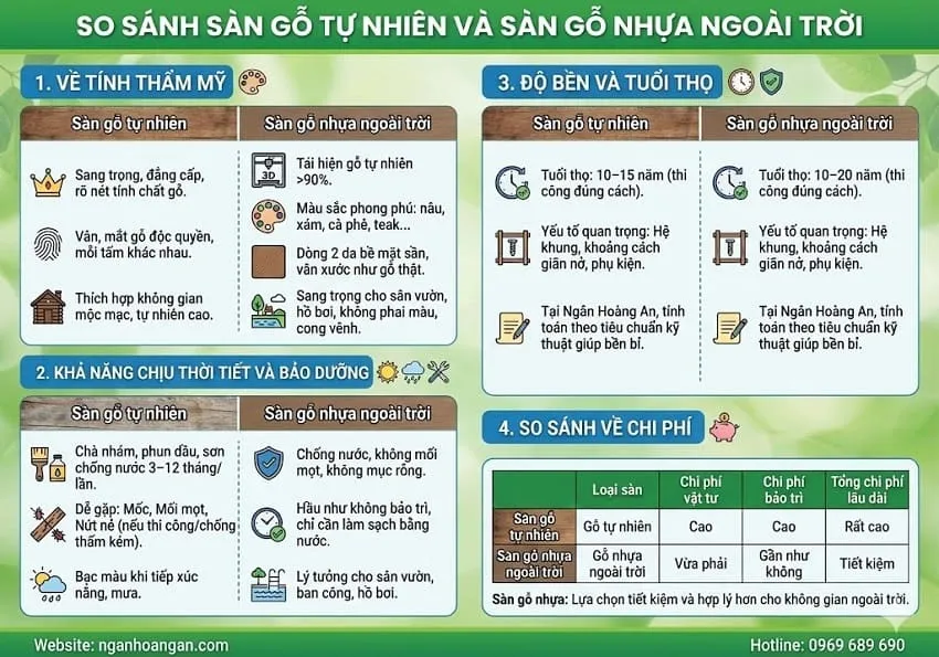 So Sánh Sàn Gỗ Tự Nhiên Và Sàn Gỗ Nhựa Ngoài Trời