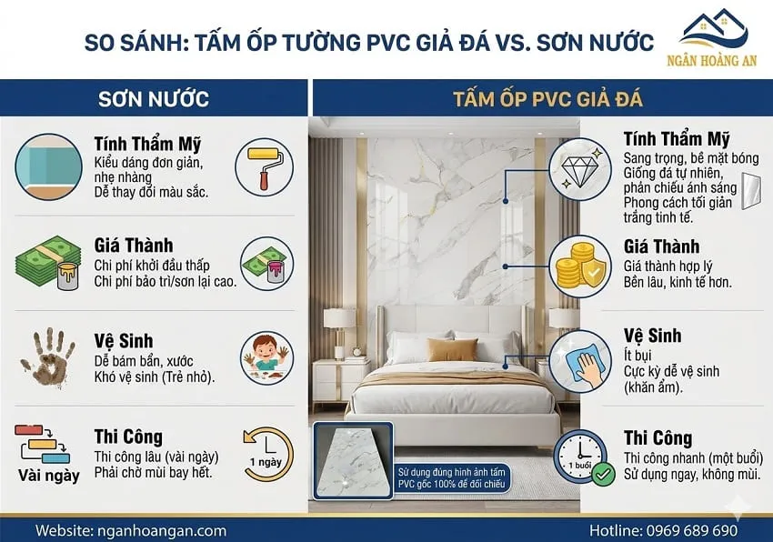 So Sánh Tấm Ốp PVC Giả Đá Và Sơn Nước So Sánh Tấm Ốp PVC Giả Đá Và Sơn Nước