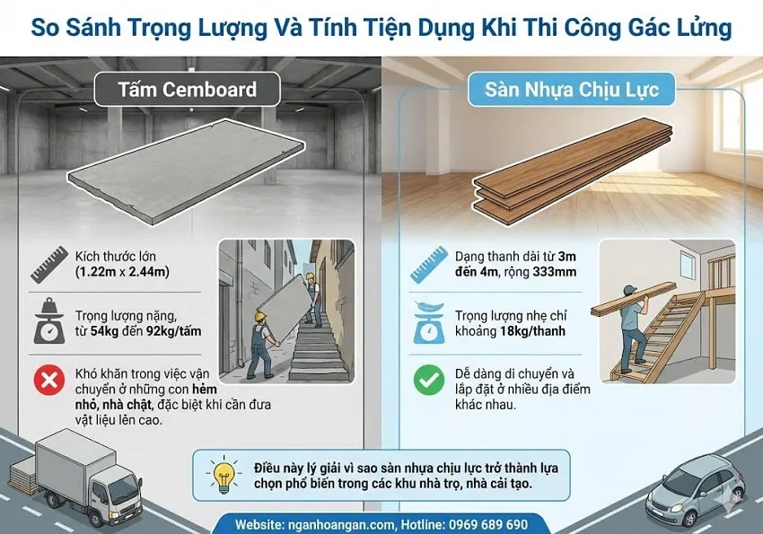 So Sánh Trọng Lượng Và Tính Tiện Dụng Khi Thi Công Gác Lửng