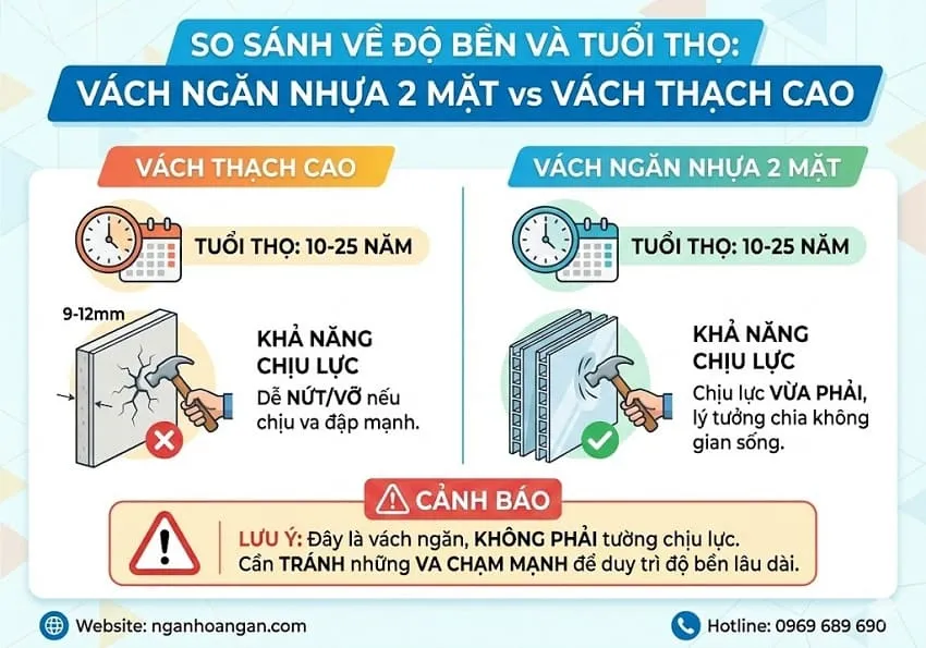 So Sánh Về Độ Bền Và Tuổi Thọ Vách Ngăn 2 Mặt Và Vách Thạch Cao So Sánh Về Độ Bền Và Tuổi Thọ Vách Ngăn 2 Mặt Và Vách Thạch Cao